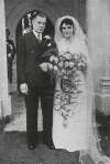 Miss Mabel Standen, now Mrs Friend, wearing the wedding dress of silk shr reeled at Lullingstone Silk Farm.